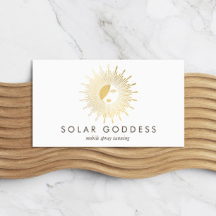 Sun Goddess Meisje Logo Spray Tanning Salon Visitekaartje