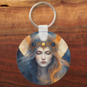 Sun Goddess Total Solar Eclipse Tekst toevoegen Ev Sleutelhanger (Voorkant)