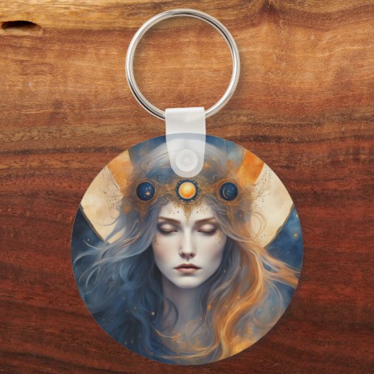 Sun Goddess Total Solar Eclipse Tekst toevoegen Ev Sleutelhanger (Voorkant)