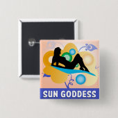 Sun Goddess Vierkante Button 5,1 Cm (Voorkant /achterkant)