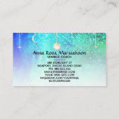 *~* Sun Gold Stars Sparkle Moon Celestial Blue Visitekaartje (Achterkant)