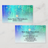 *~* Sun Gold Stars Sparkle Moon Celestial Blue Visitekaartje (Voorkant / Achterkant)