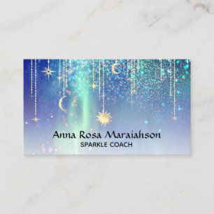 *~* Sun Gold Stars Sparkle Moon Celestial Rainbow Visitekaartje