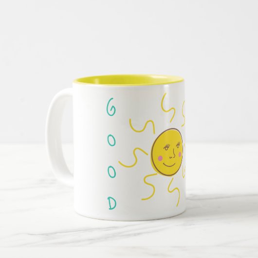 Sun Good Morning  Tweekleurige Koffiemok (Voorkant links)