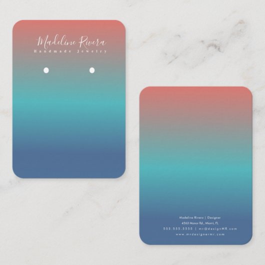 Sun Gradient Handmade Artisan Earring Display Kaar Contactkaartje (Voorkant / Achterkant)