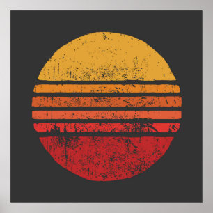 SUN Grunge Circle Illustrationsvintage, ci Poster