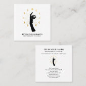 *~* Sun Hand Moon Phases Black Gold Cosmic Energy  Vierkante Visitekaartje (Voorkant / Achterkant)