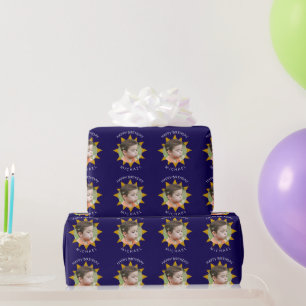 Sun Happy verjaardag aangepaste naam en foto Cadeaupapier