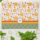 Sun Hearts Fun Chic Pattern Monogram Initiaal Theedoek (Gevouwen)
