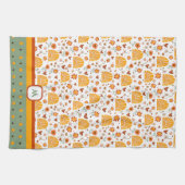 Sun Hearts Fun Chic Pattern Monogram Initiaal Theedoek (Horizontaal)