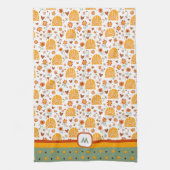 Sun Hearts Fun Chic Pattern Monogram Initiaal Theedoek (Verticaal)