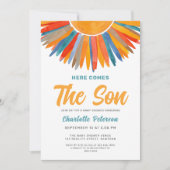 Sun Here Comes The Son Boy Baby shower Kaart (Voorkant)