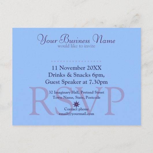 Sun Hills Business Workshop Uitnodiging sjabloon (Achterkant)