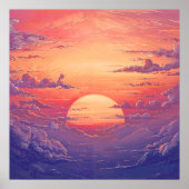 Sun Horizon - Levendige schilderachtige illustrati Poster (Voorkant)