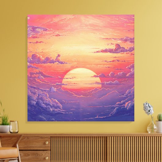 Sun Horizon - Vibrant Painterly Illustration Style Canvas Afdruk (Insitu (Woonkamer))