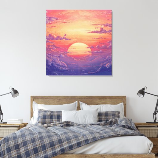 Sun Horizon - Vibrant Painterly Illustration Style Canvas Afdruk (Insitu (Slaapkamer))