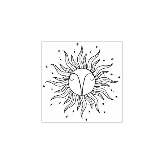 Sun Horoscope Aries Rubberstempel (Afrduk)