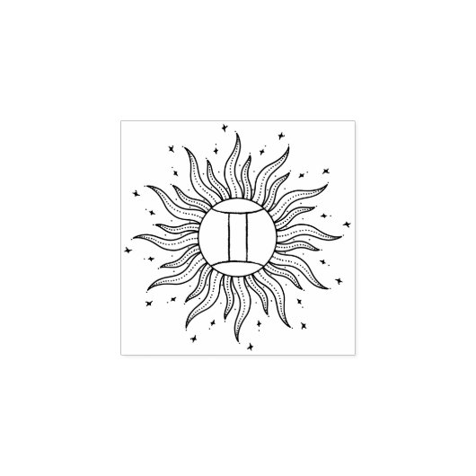 Sun Horoscope Gemini Rubberstempel (Afrduk)