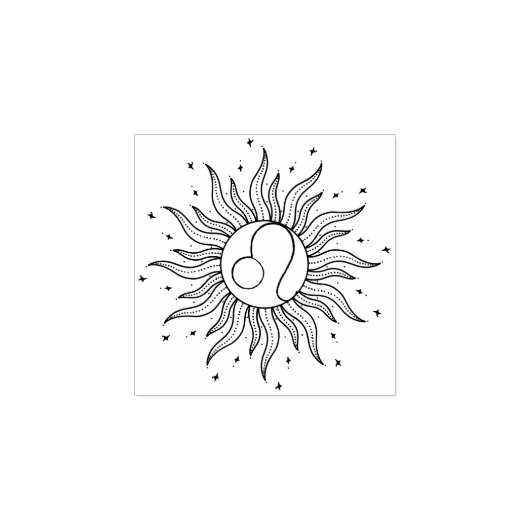 Sun Horoscope Leo Rubberstempel (Afrduk)