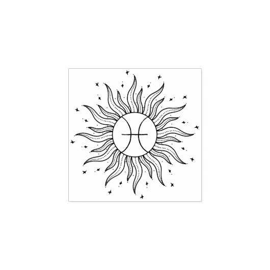 Sun Horoscope Pisces | Zodiac Rubberstempel (Afrduk)