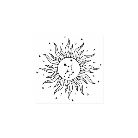 Sun Horoscope Virgo Rubber Stamp Rubberstempel (Afrduk)