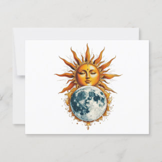 Sun hugging its moon briefkaart