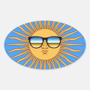 Sun in Shades Ovale Sticker