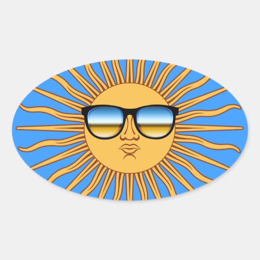Sun in Shades Ovale Sticker (Voorkant)
