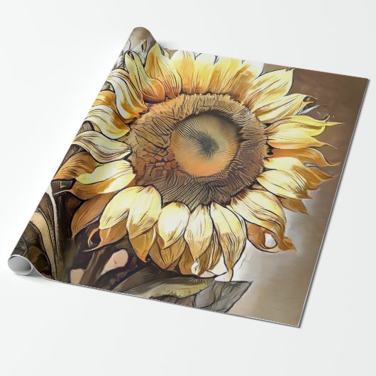 Sun in Sunflower Modern Art Collectie Cadeaupapier (Uitgerold)