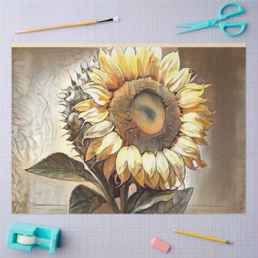 Sun in Sunflower Modern Art Collectie Tissuepapier (Craft)