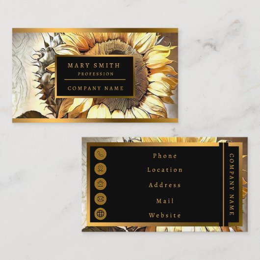 Sun in Sunflower Modern Art Collectie Visitekaartje (Voorkant / Achterkant)