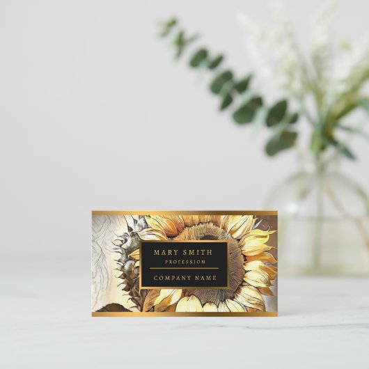 Sun in Sunflower Modern Art Collectie Visitekaartje (Staand voorkant)