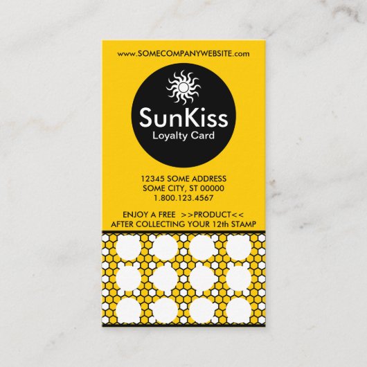 SUN KISS hexa-stempel Klantenkaartje (Voorkant)