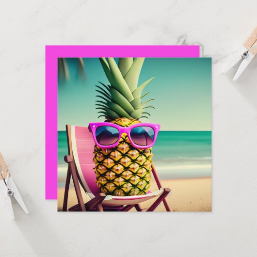 Sun Kissed Ananas Blank Wenskaart (Voorkant / Achterkant in situ)