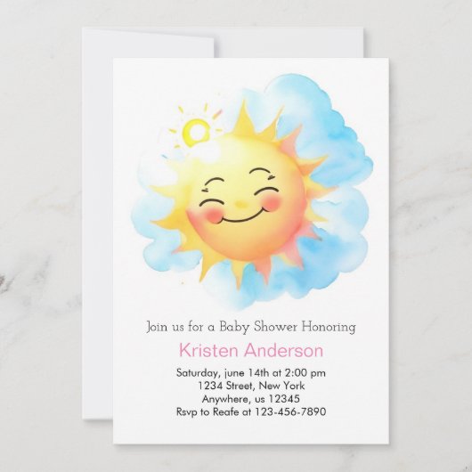 Sun-Kissed Blessings Sunshine Meisje Baby shower Kaart (Voorkant)
