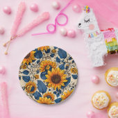 Sun-Kissed Blooms: Levendige zonnebloemen kunstwer Papieren Bordje (Feest)