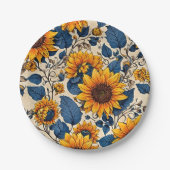 Sun-Kissed Blooms: Levendige zonnebloemen kunstwer Papieren Bordje (Voorkant)