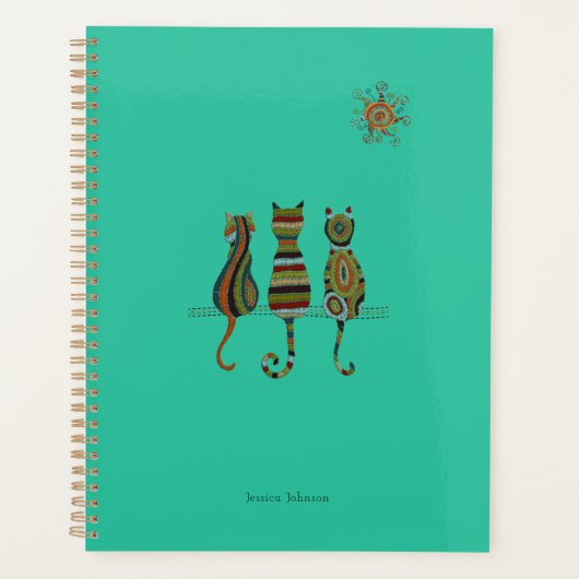 Sun-Kissed Cat Trio Gepersonaliseerde Planner (Voorkant)