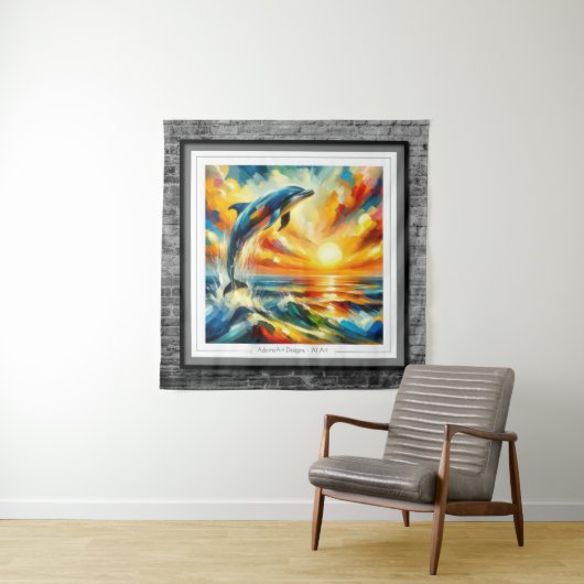 Sun Kissed Dolphin Leap Wandkleed (In situ)