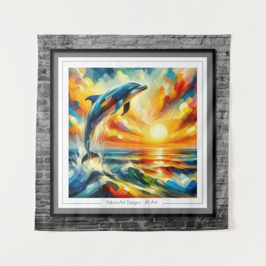 Sun Kissed Dolphin Leap Wandkleed (Voorkant)