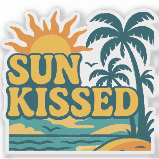 Sun Kissed Esthetische Sticker - Retro Summer Vibe (Voorkant)