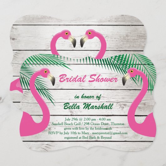 Sun Kissed Flamingo Bruids Douche Uitnodiging (Voorkant / Achterkant)