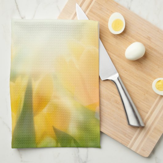 Sun Kissed Gele Tulpen Keuken Schotel Handdoek (Quarter Fold)