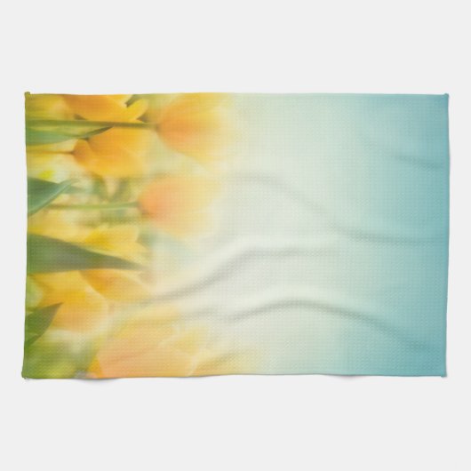 Sun Kissed Gele Tulpen Keuken Schotel Handdoek (Horizontaal)