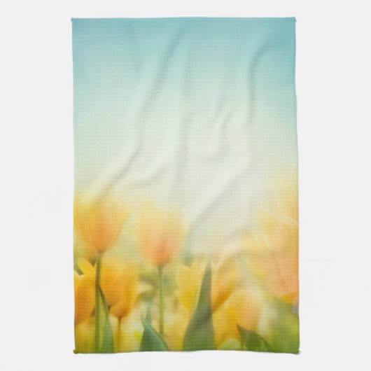 Sun Kissed Gele Tulpen Keuken Schotel Handdoek (Verticaal)