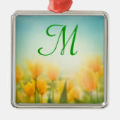 Sun Kissed Gele Tulpen Monogram Initiaal Ornament (Voorkant)