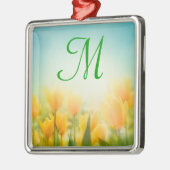 Sun Kissed Gele Tulpen Monogram Initiaal Ornament (Links)