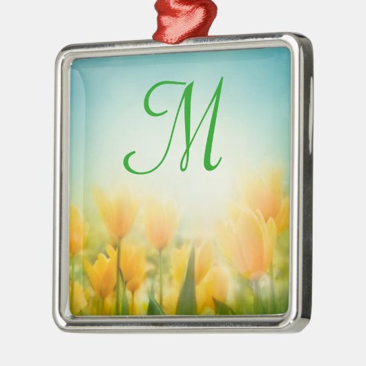 Sun Kissed Gele Tulpen Monogram Initiaal Ornament (Links)