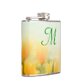 Sun Kissed Gele Tulpen Monogram Whiskey Flask Heupfles (Rechts)