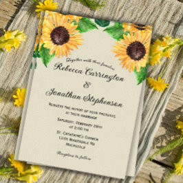 Sun-Kissed geloften: Zonnebloem bruiloft uitnodigi Kaart